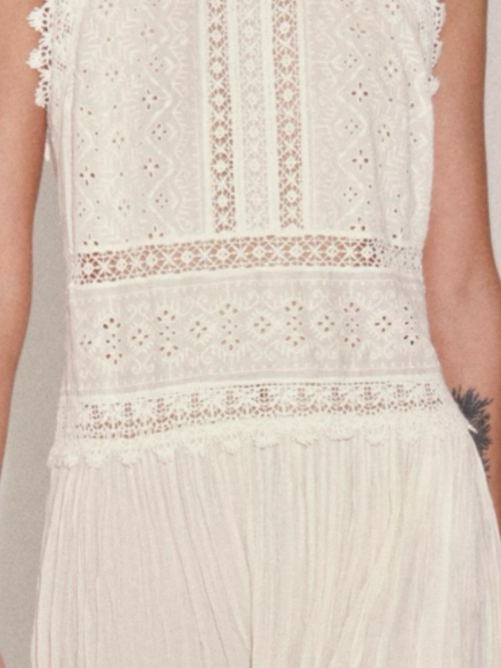 Zara Cream Lace Halter Wide-Leg Jumpsuit - Picture 4 of 6
